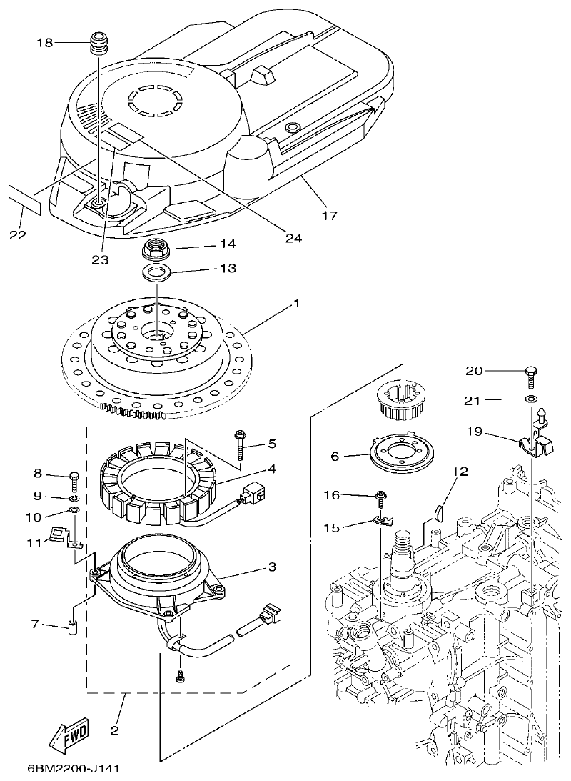Yamaha F150BET, FL150BET GENERATOR parts diagram